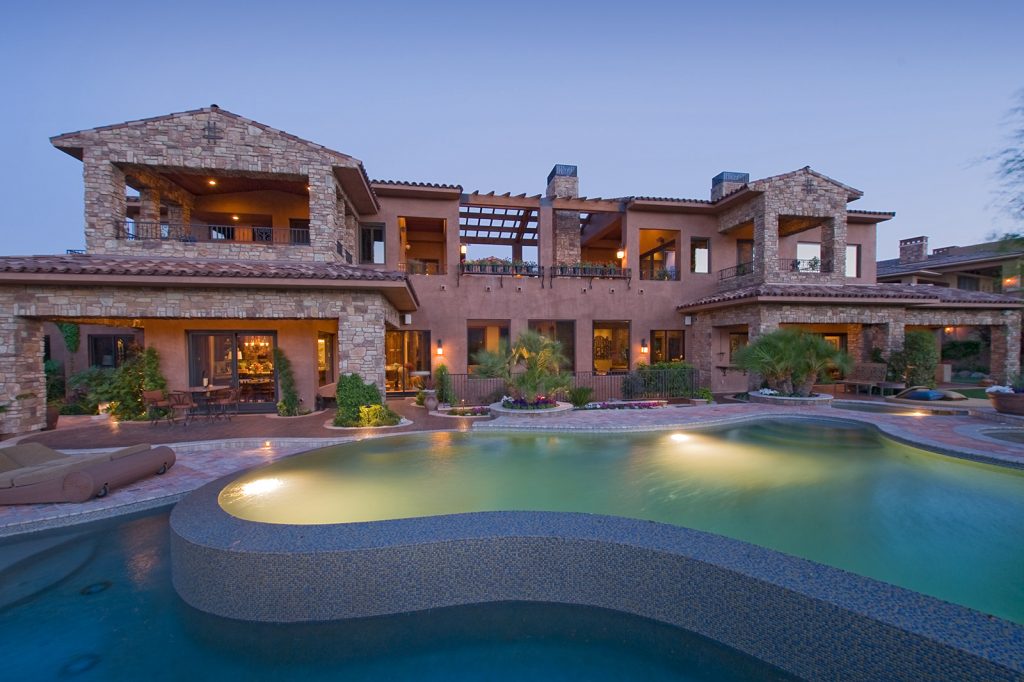 luxury custom home las vegas exterior backyard pool
