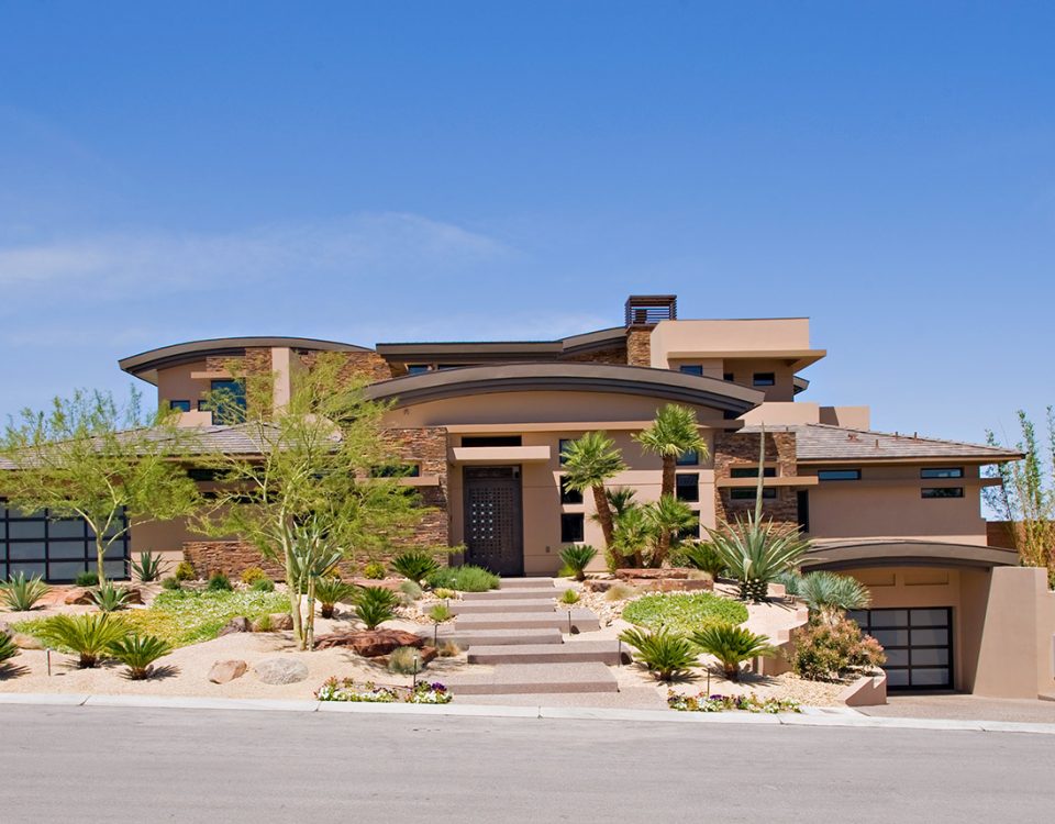 luxury custom home las vegas exterior front view