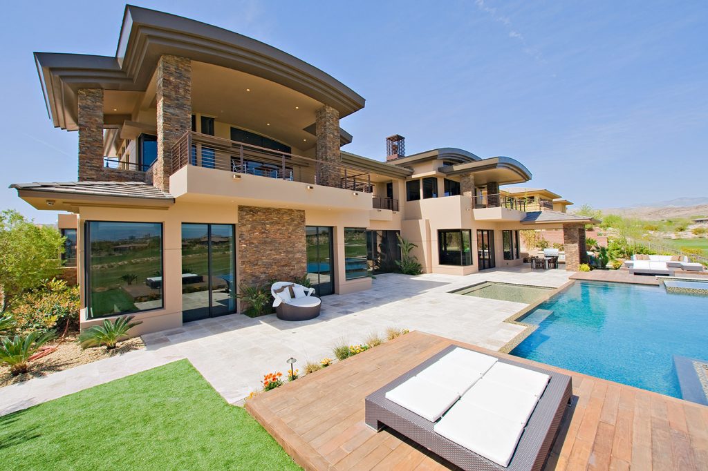 luxury custom home las vegas exterior backyard