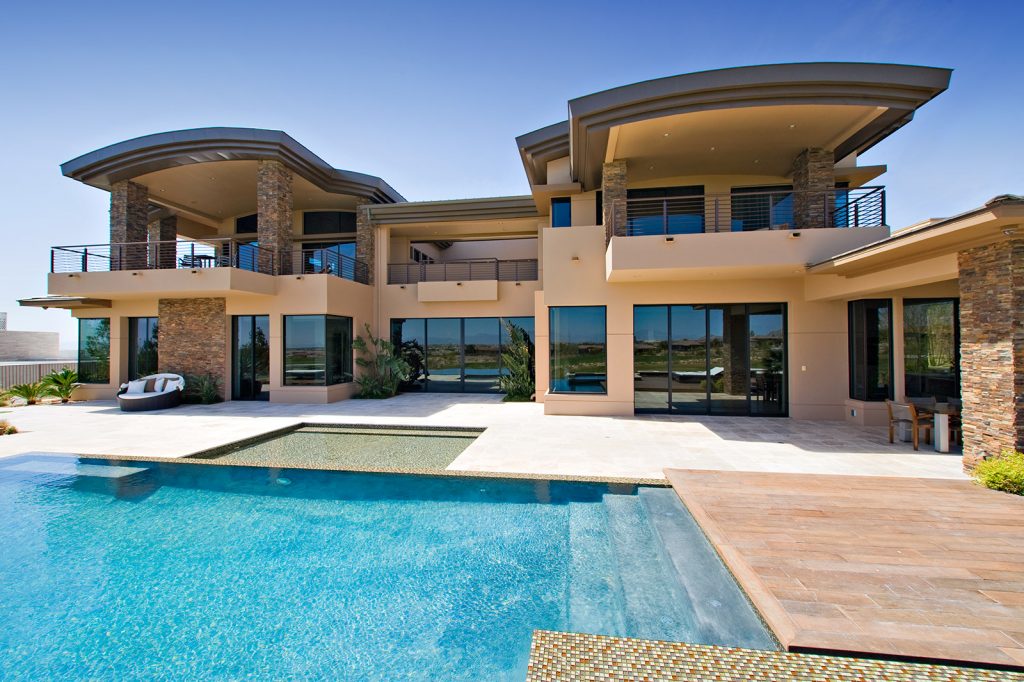 luxury custom home las vegas exterior backyard
