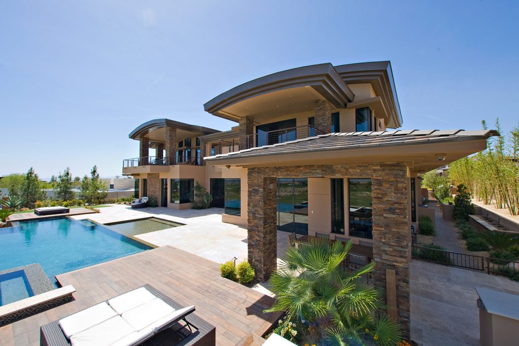 luxury custom home las vegas exterior backyard