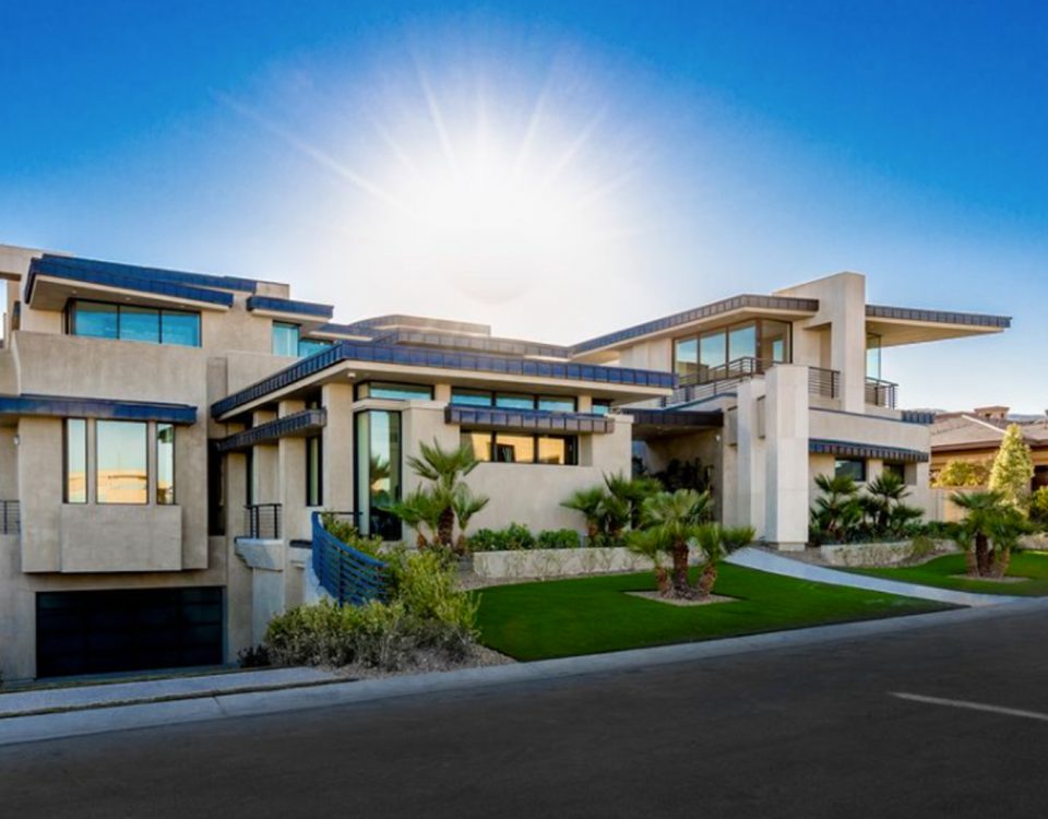 luxury custom home las vegas exterior driveway