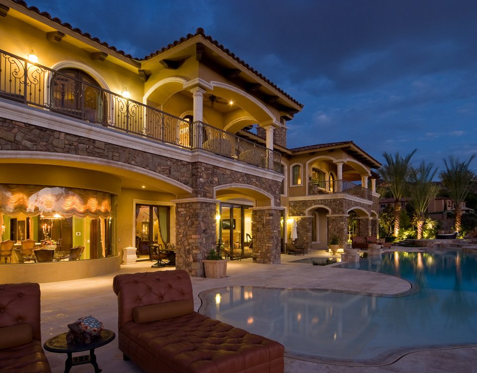 luxury custom home las vegas exterior backyard