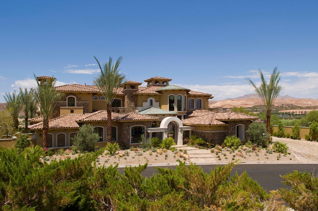 luxury custom home las vegas exterior front view