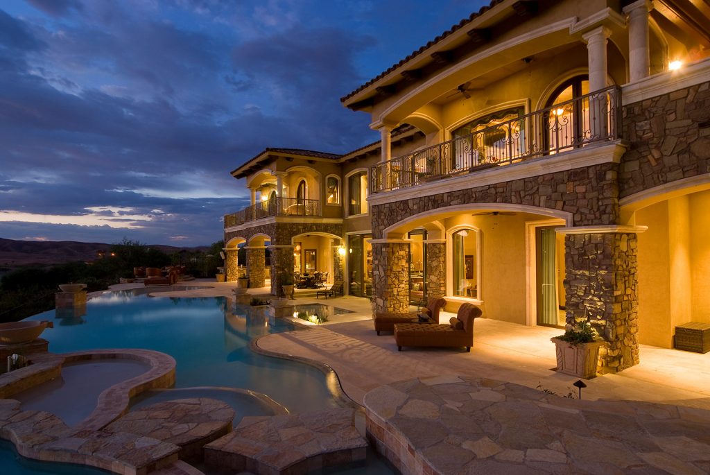 luxury custom home las vegas exterior backyard
