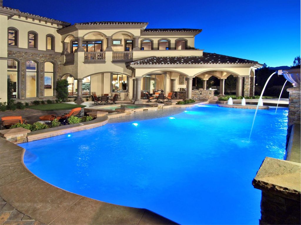 luxury custom home las vegas exterior backyard pool