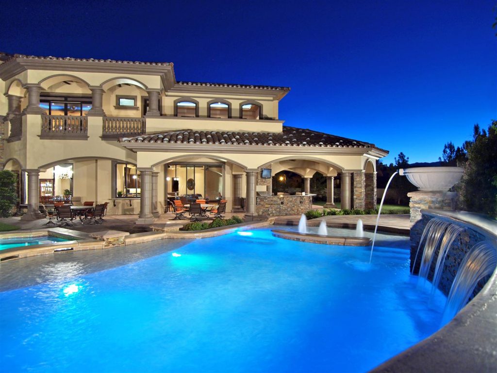 luxury custom home las vegas exterior backyard pool