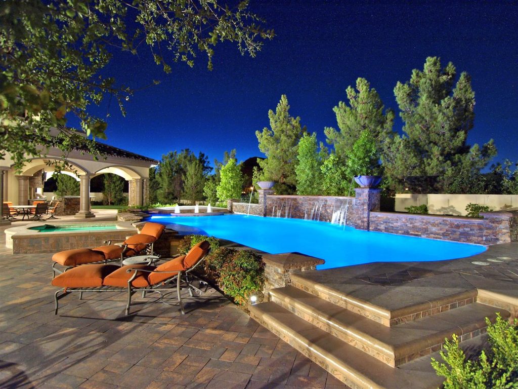 luxury custom home las vegas exterior backyard pool