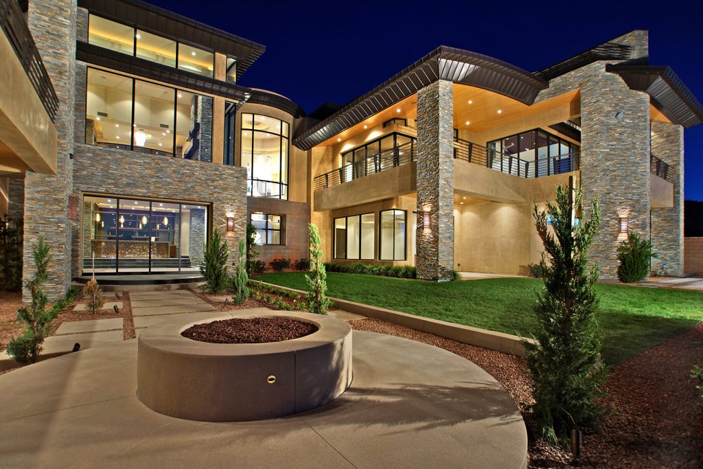 luxury custom home las vegas exterior backyard
