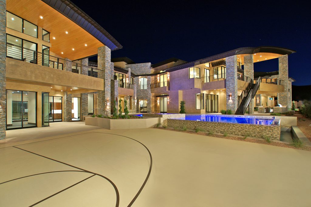 luxury custom home las vegas exterior backyard