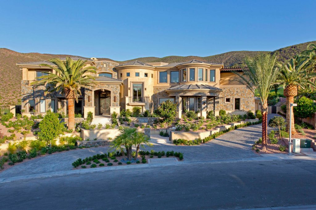 luxury custom home las vegas exterior driveway