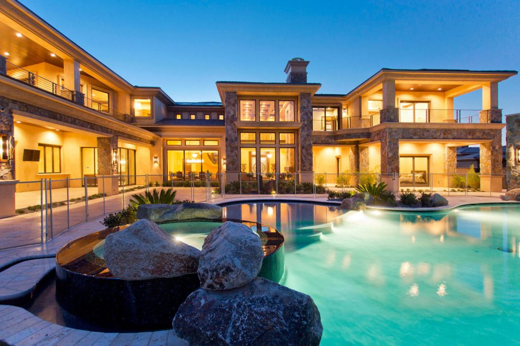 luxury custom home las vegas exterior backyard pool