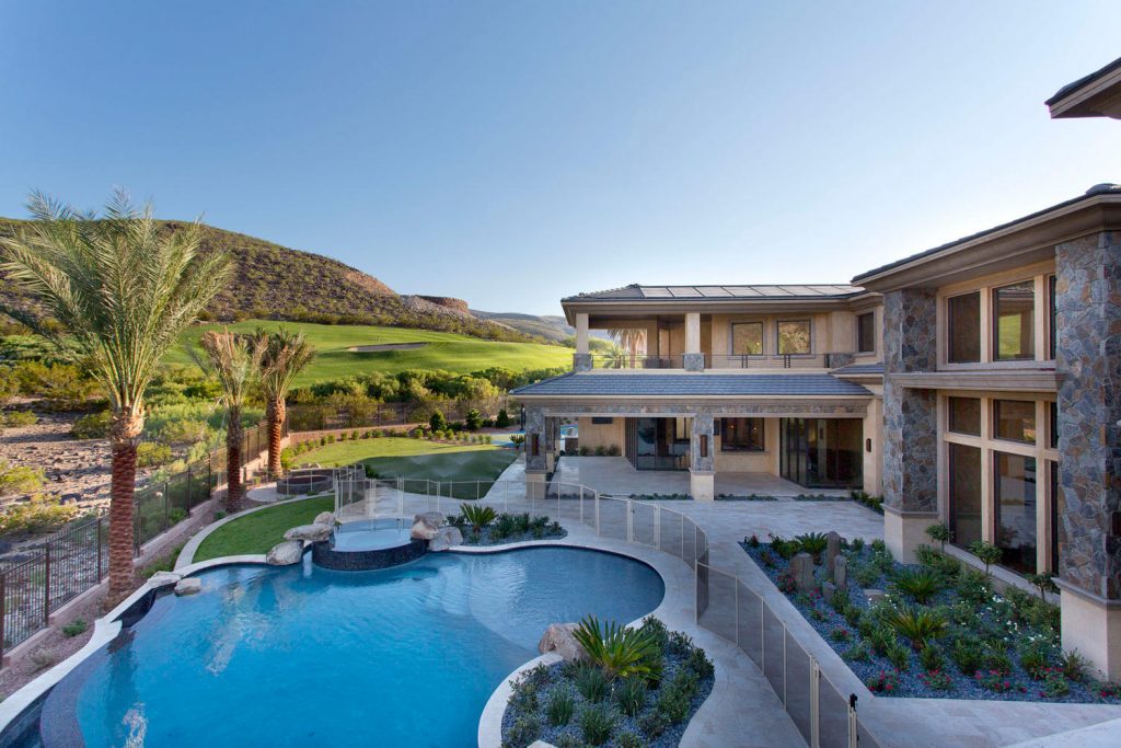 luxury custom home las vegas exterior backyard