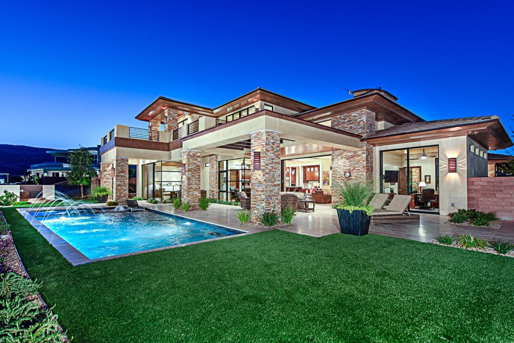 luxury custom home las vegas exterior backyard
