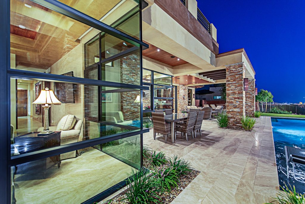 luxury custom home las vegas exterior backyard pool