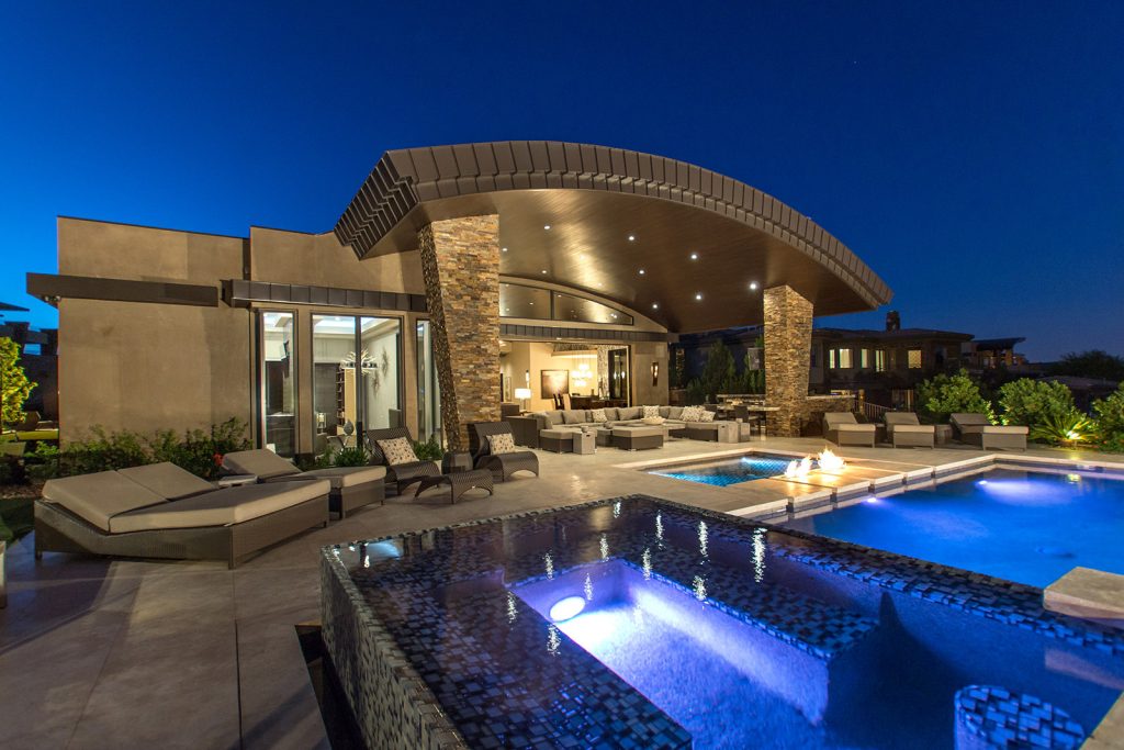 luxury custom home las vegas exterior backyard pool