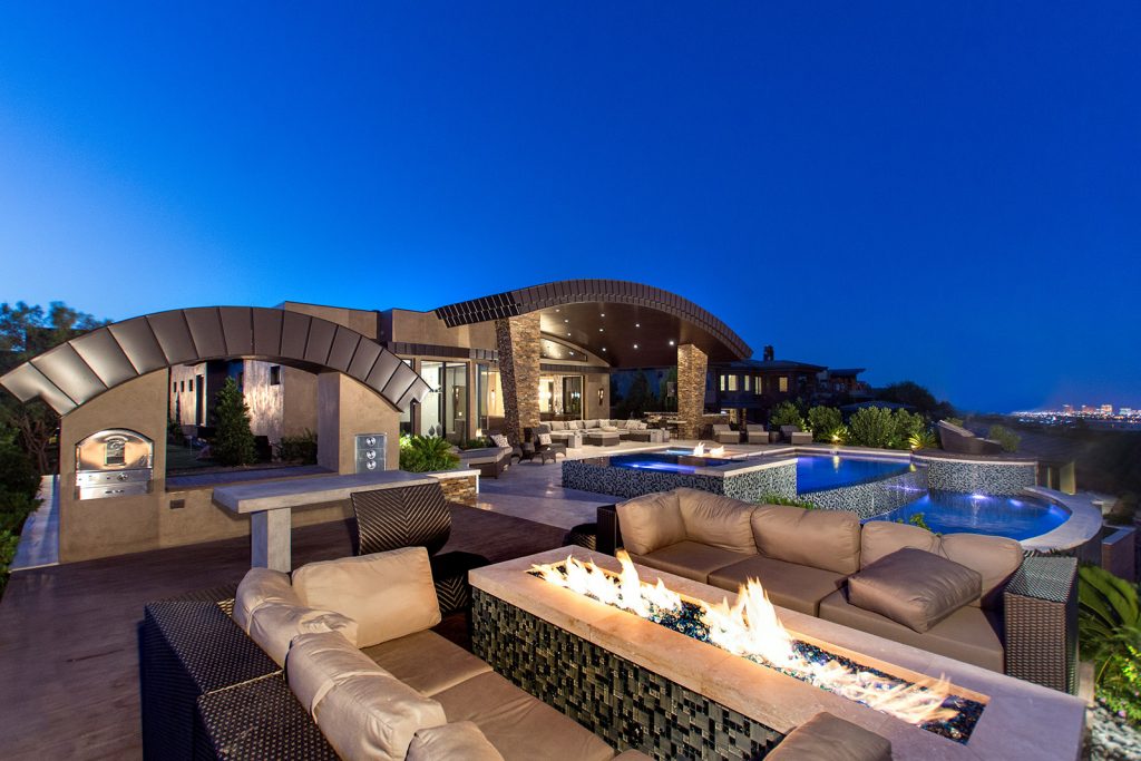 luxury custom home las vegas exterior backyard view