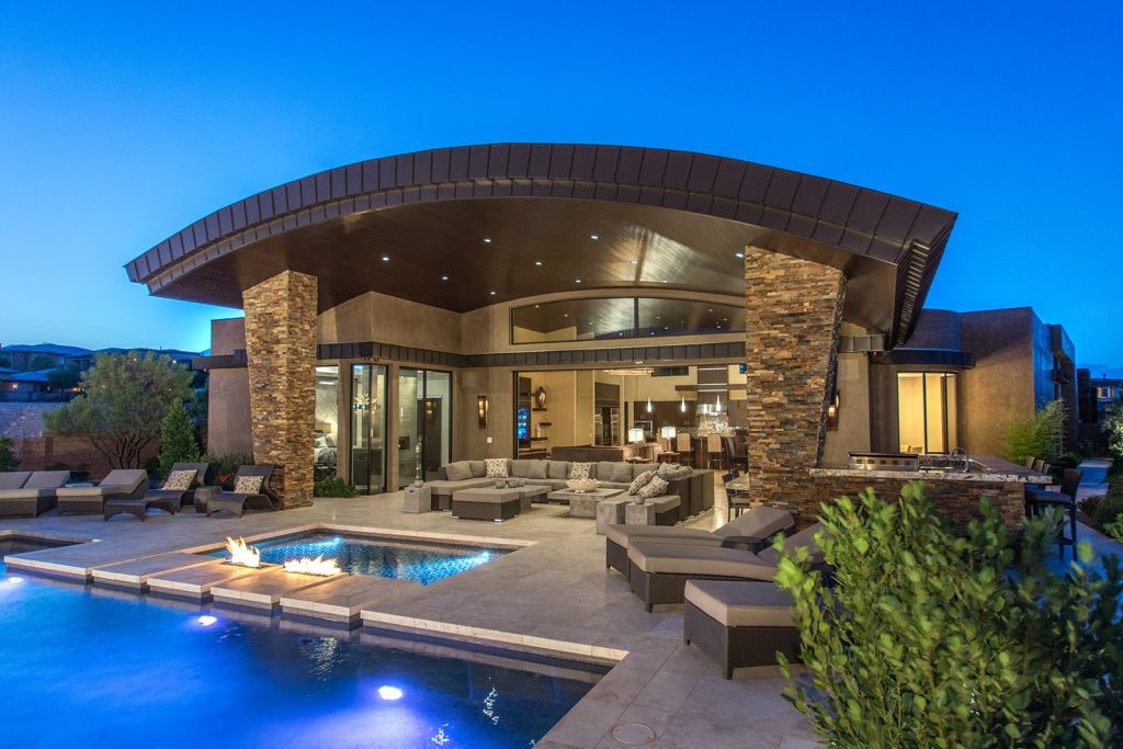 luxury custom home las vegas exterior backyard view