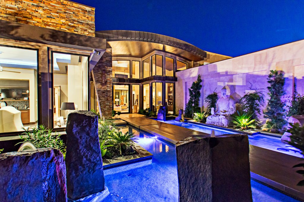 luxury custom home las vegas exterior entryway garden