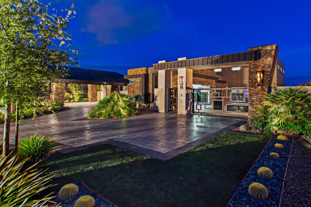 luxury custom home las vegas exterior front gate