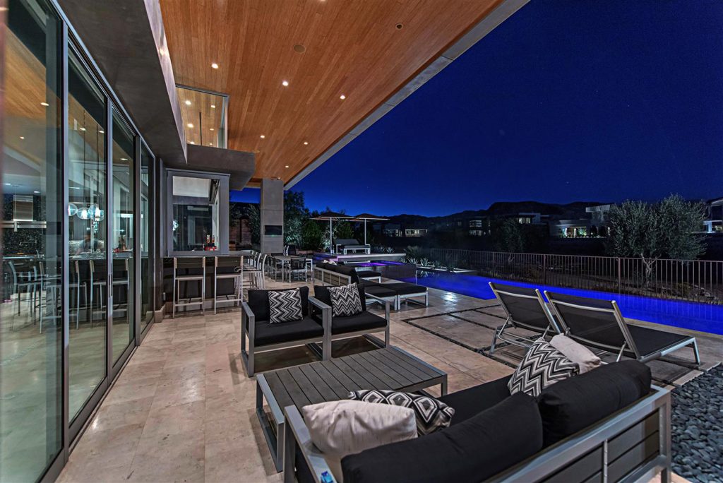 luxury custom home las vegas exterior backyard pool