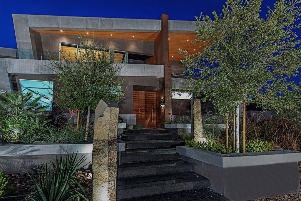 luxury custom home las vegas exterior entrance