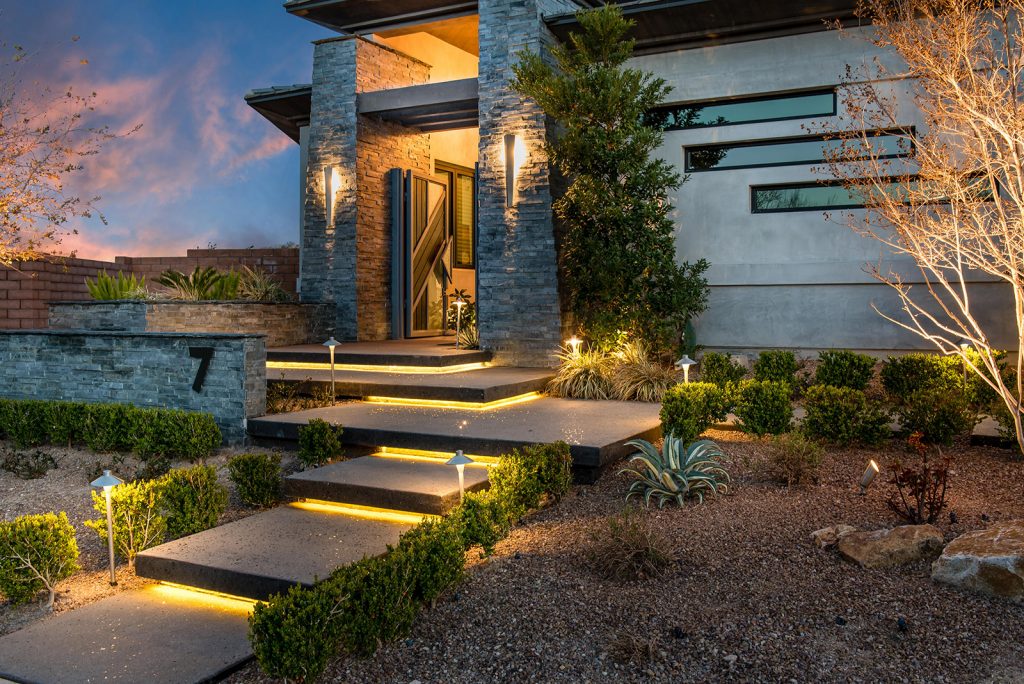 custom luxury las vegas home exterior entryway
