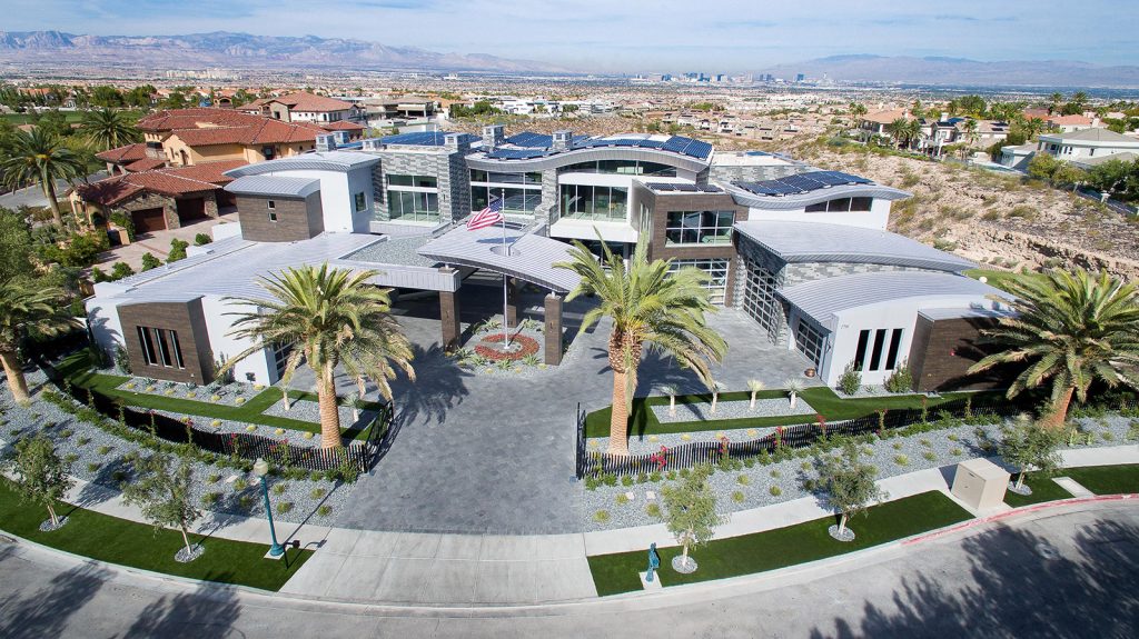 custom luxury las vegas home exterior aerial view