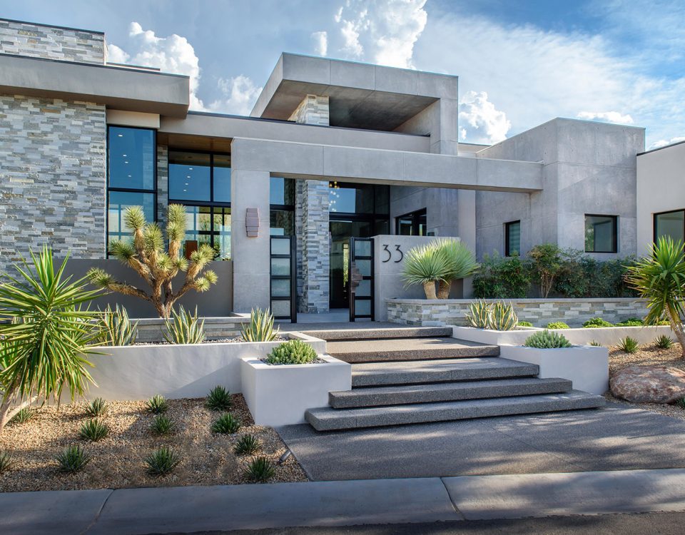 luxury custom home las vegas exterior front entryway