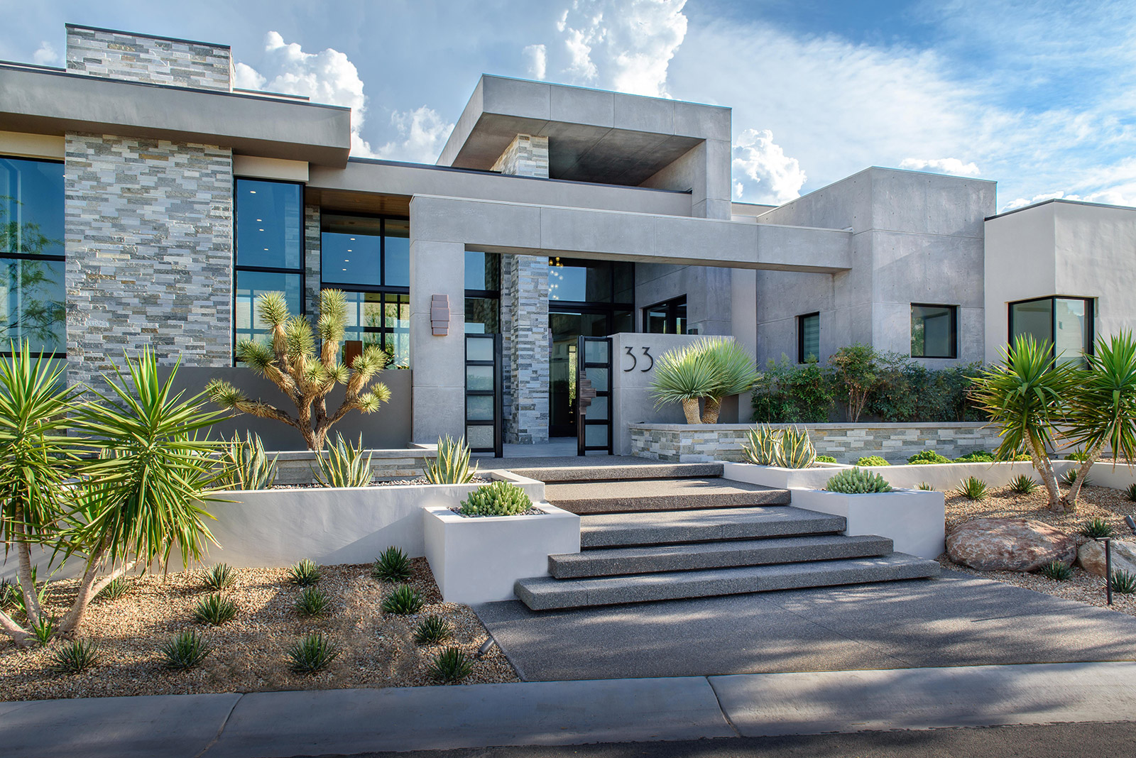 luxury custom home las vegas exterior front entryway