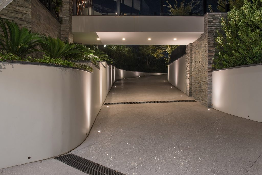 custom home las vegas entryway night