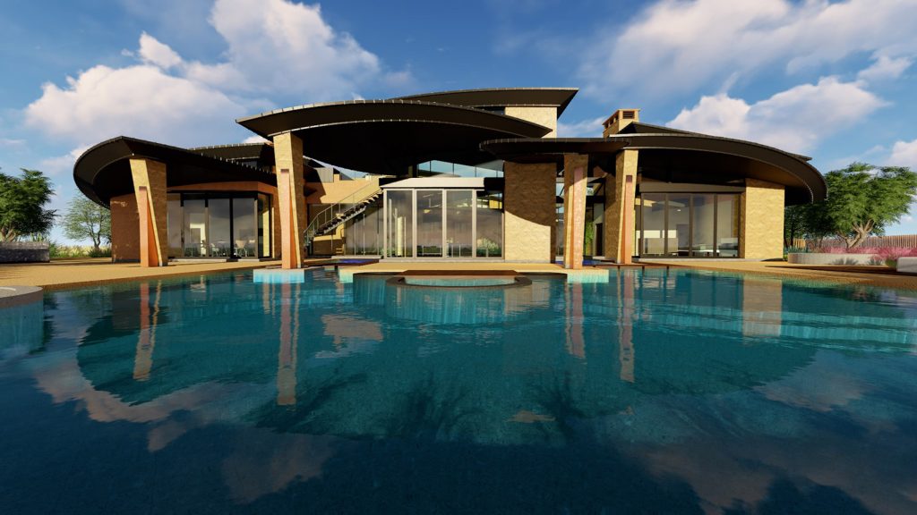 custom luxury las vegas home exterior backyard pool